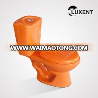 Cheap Price Ceramic Color Glaze Orange Siphonic Flushing Two Piece Toilet